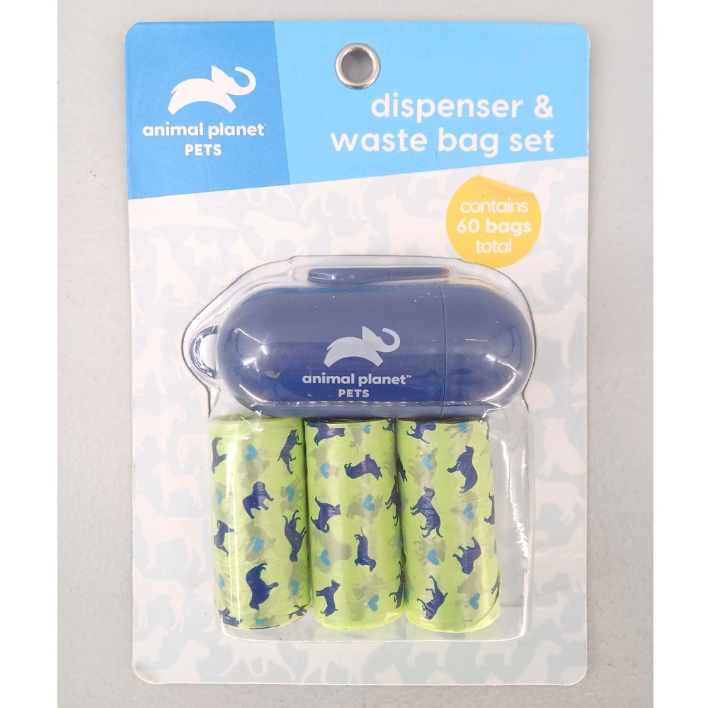 Animal Planet Pet Dog Waste Bag Dispenser Set OS Blue Green 60 Bags